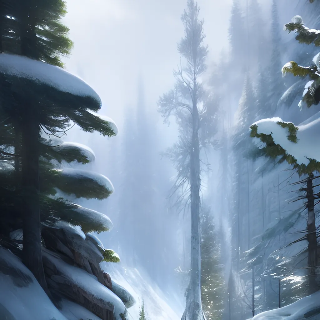 Snowy mountain forest